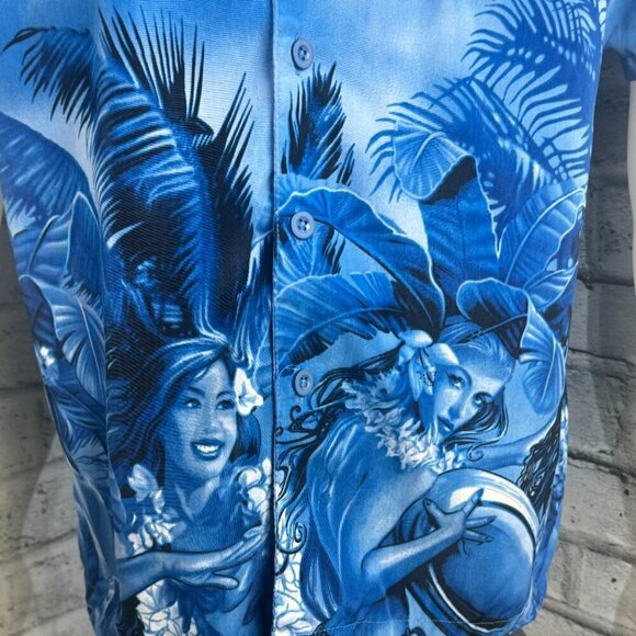 Surf Guru Polynesian Hawaiian Tropical Print Short Sleeve Casual Shirt - Picture 3 of 8